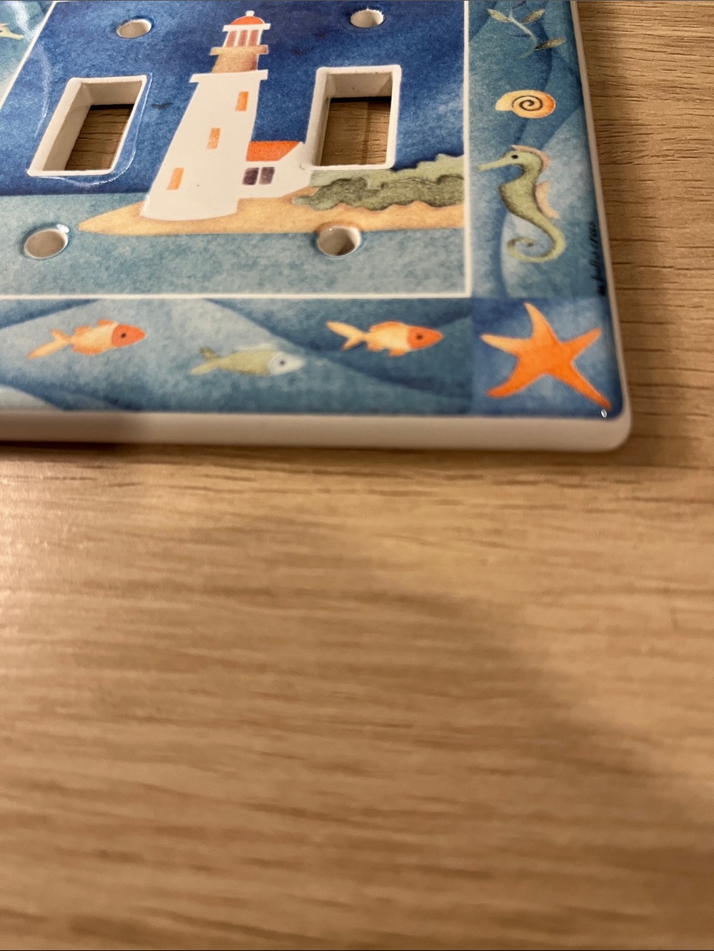 Signed Schaller’s Place Lighthouse Ceramic Double Switch Plate Cover - Picture 4 of 7